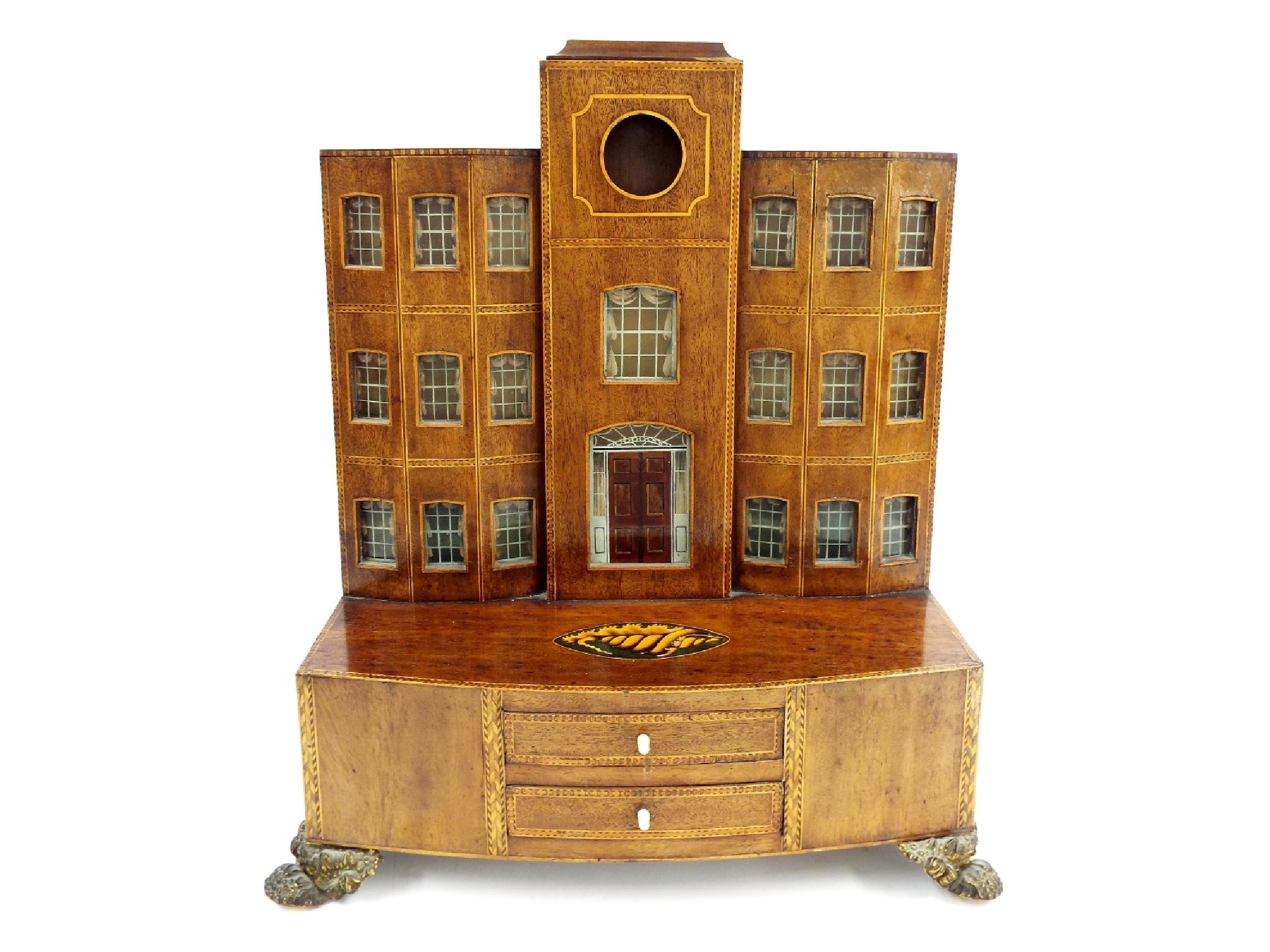 Appraisal: Exquisite period flame mahogany watch stand in the form of