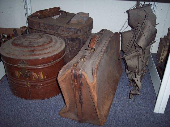 Appraisal: A galvanised two-handled trunk a tin hat box etc