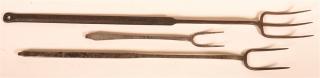 Appraisal: Three th th Century Iron Flesh Forks fork stamped E