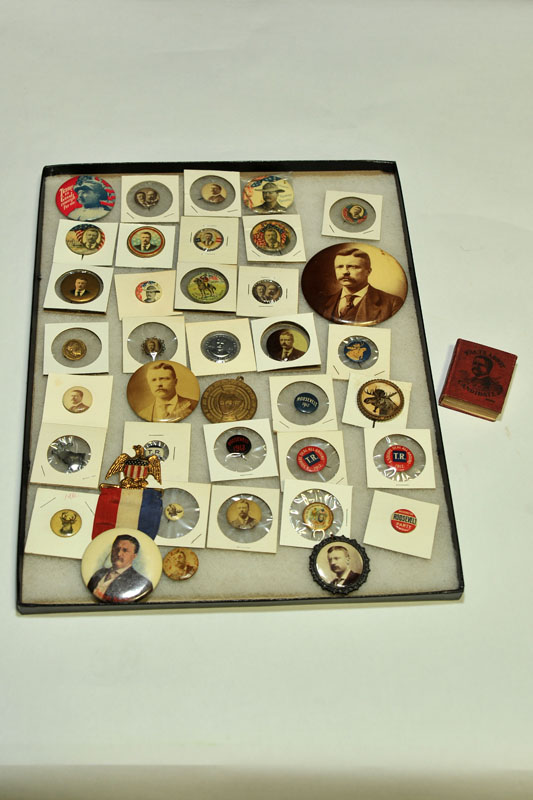 Appraisal: GROUP OF POLITICAL MEMEROBILIA Mostly buttons for Theodore Roosevelt's Presidential