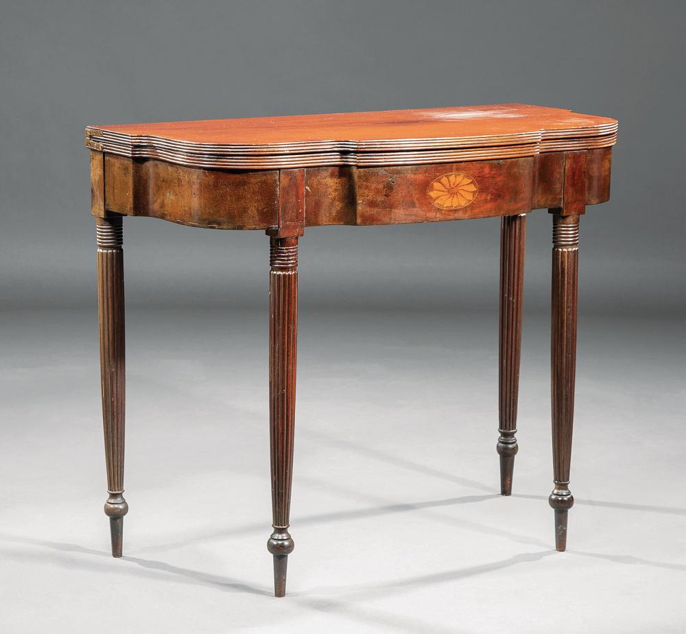 Appraisal: George III Inlaid Mahogany Games Table early th c shaped