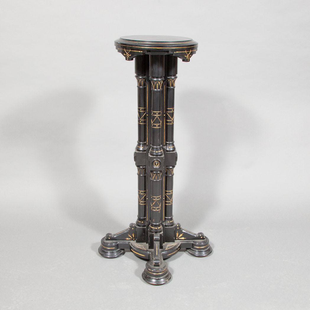 Appraisal: American Aesthetic Movement Ebonized Pedestal The stepped circular top raised