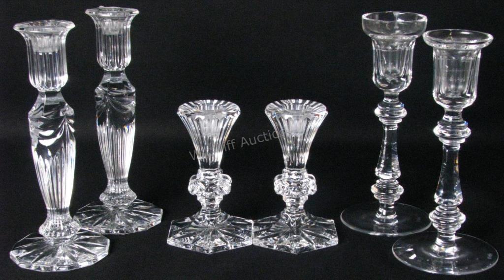 Appraisal: Three Pair of Waterford Crystal Candlesticks pair of 'Chatham pattern