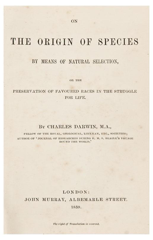 Appraisal: DARWIN Charles - The Origin of Species by means of