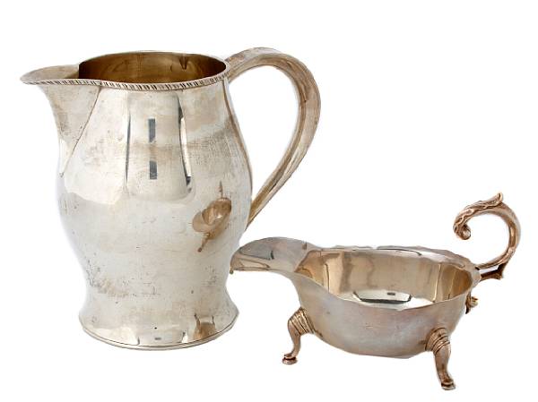 Appraisal: A sterling group of reproductions Revere water pitcher and John