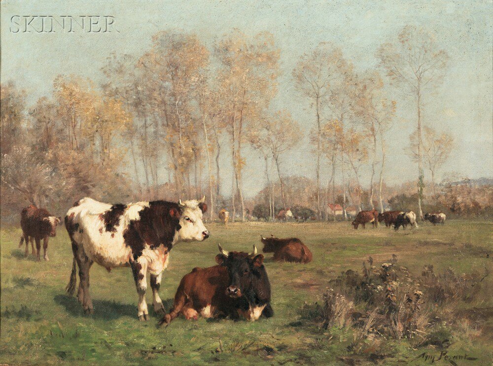 Appraisal: Aymar Aimard Alexandre Pezant French - Cattle in a Summer