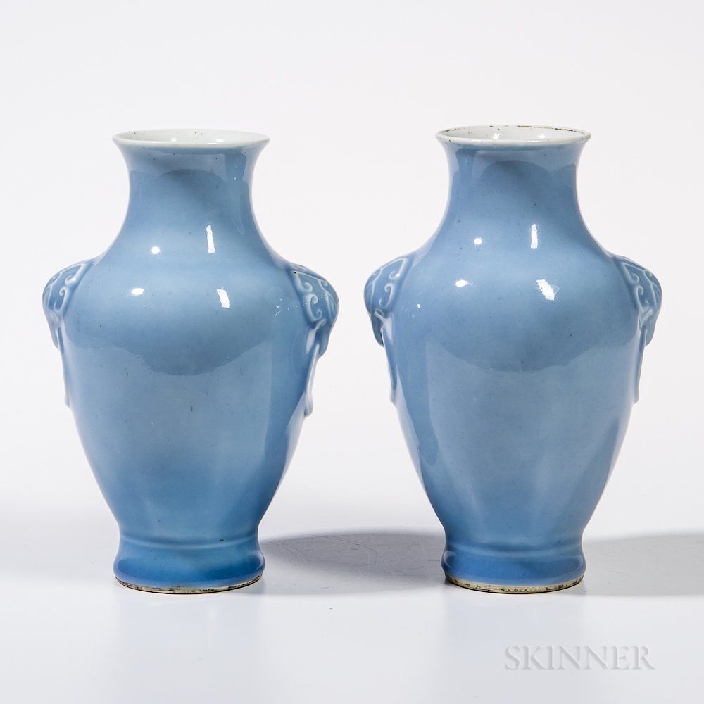 Appraisal: Pair of Clair-de-lune Vases Pair of Clair-de-lune Vases China th