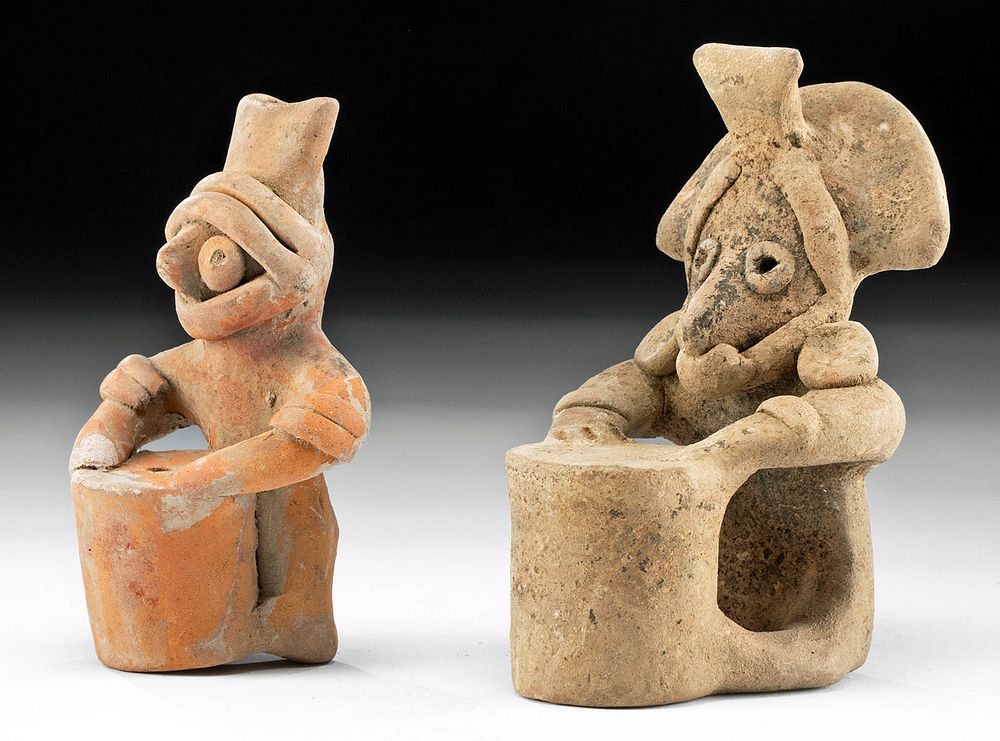 Appraisal: Two Colima Pottery Drummer Whistles Pre-Columbian Western Mexico Colima ca