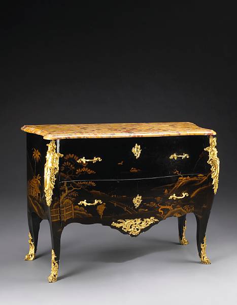 Appraisal: A good Louis XV style gilt bronze mounted ebonized and