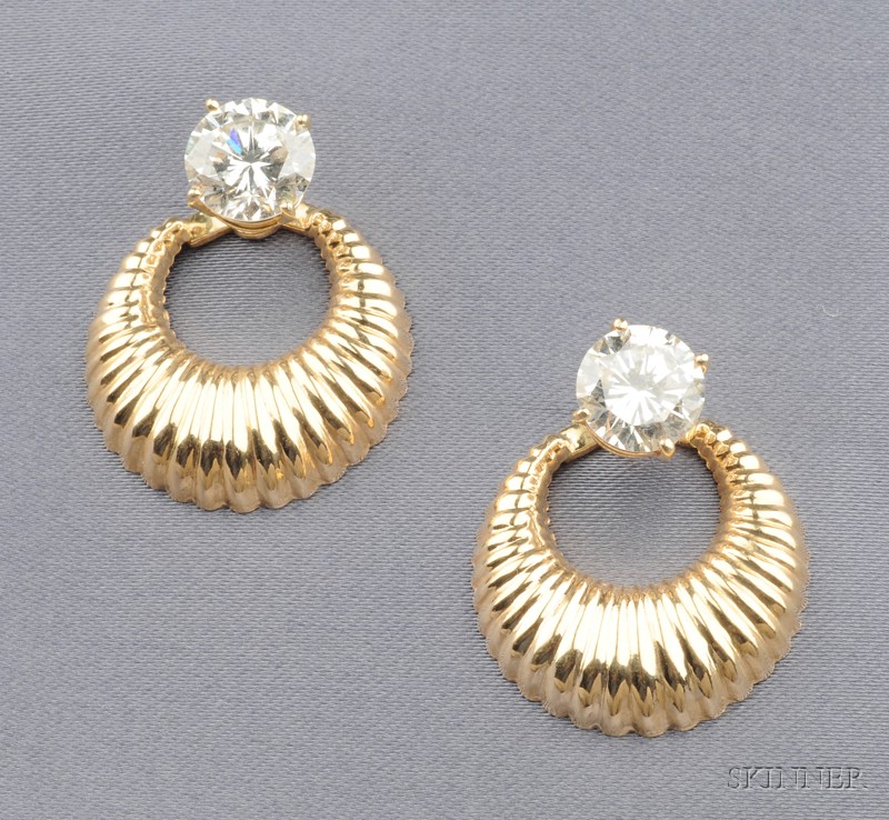 Appraisal: Diamond Earstuds each prong-set with a full-cut diamond weighing approx