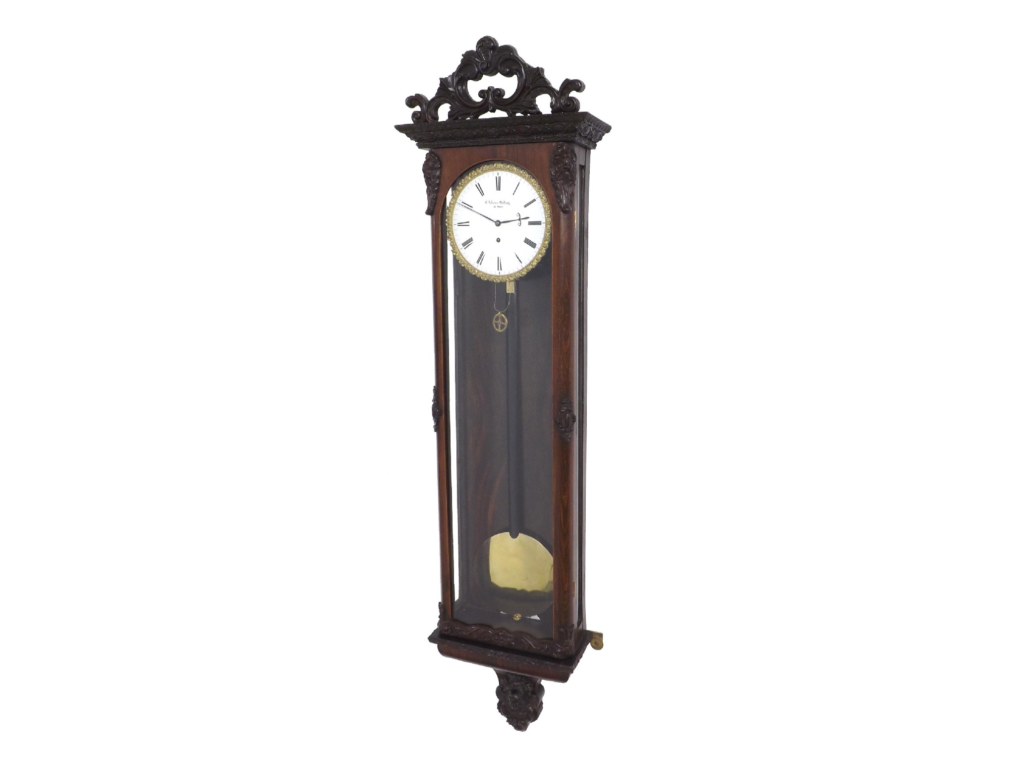 Appraisal: Austrian Biedermeier thirty day single weight regulator wall clock the