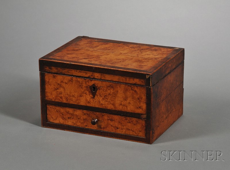 Appraisal: Bird's-eye Maple and Mahogany Veneer Box America th century the