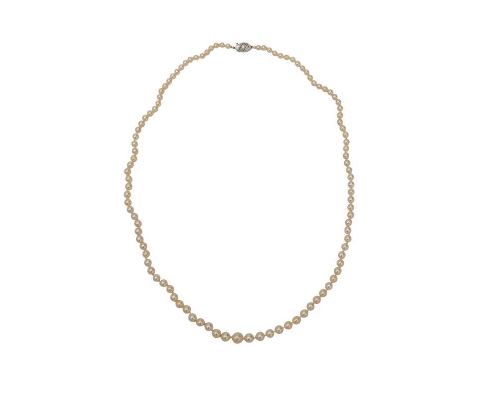 Appraisal: Pearl Necklace with K Gold and Diamond Clasp the graduated