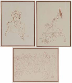 Appraisal: Three Albert Hirschfeld Prints lithographs mid th century - in