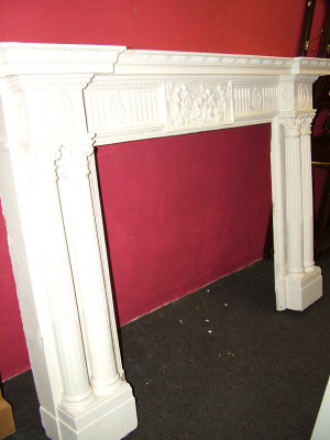 Appraisal: A Georgian style white painted breakfront chimney piece th century