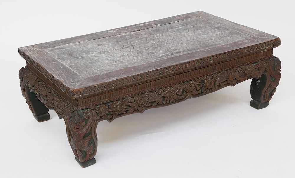 Appraisal: th Century Tibetan Carved and Painted Low Table Exclusive on