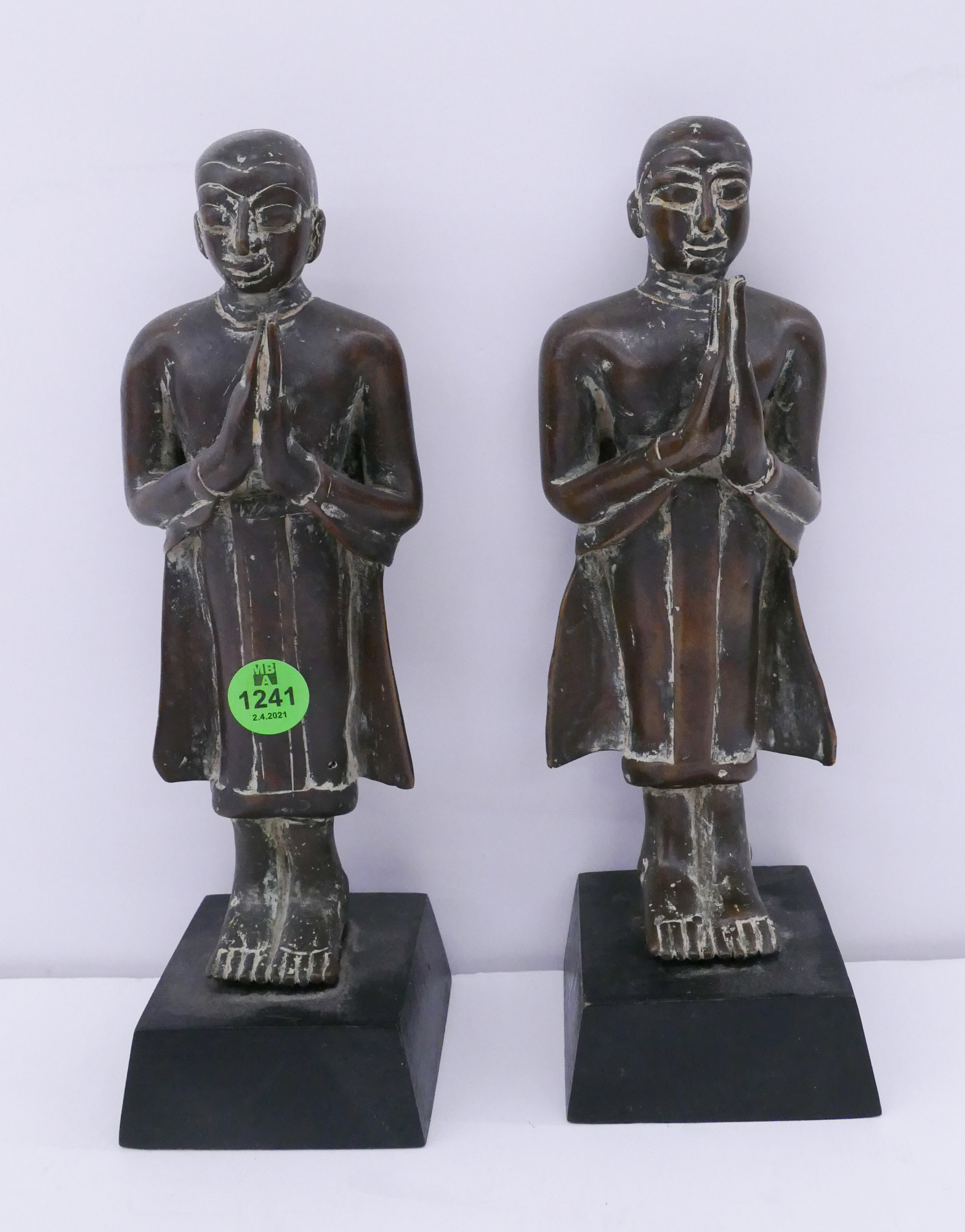 Appraisal: Pair Antique Nepalese Bronze Standing Buddhas- ''