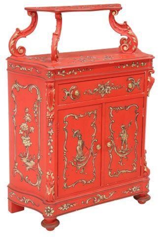 Appraisal: Chinoiserie hall cabinet th c in a red painted finish