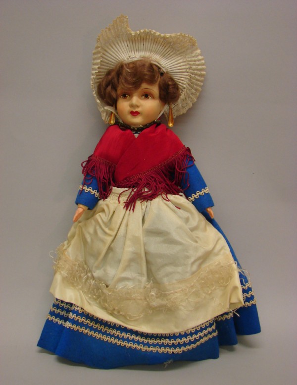 Appraisal: Unmarked French provincial doll in original costume Clay head with