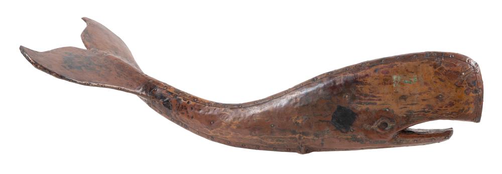 Appraisal: RARE COPPER-OVER-WOOD SWELL-BODIED WHALE WEATHER VANE TH EARLY TH CENTURY