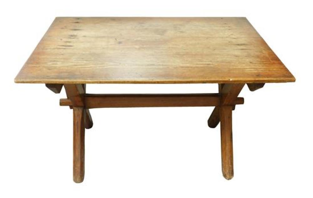 Appraisal: Sawbuck dining table American th C pine top pine and