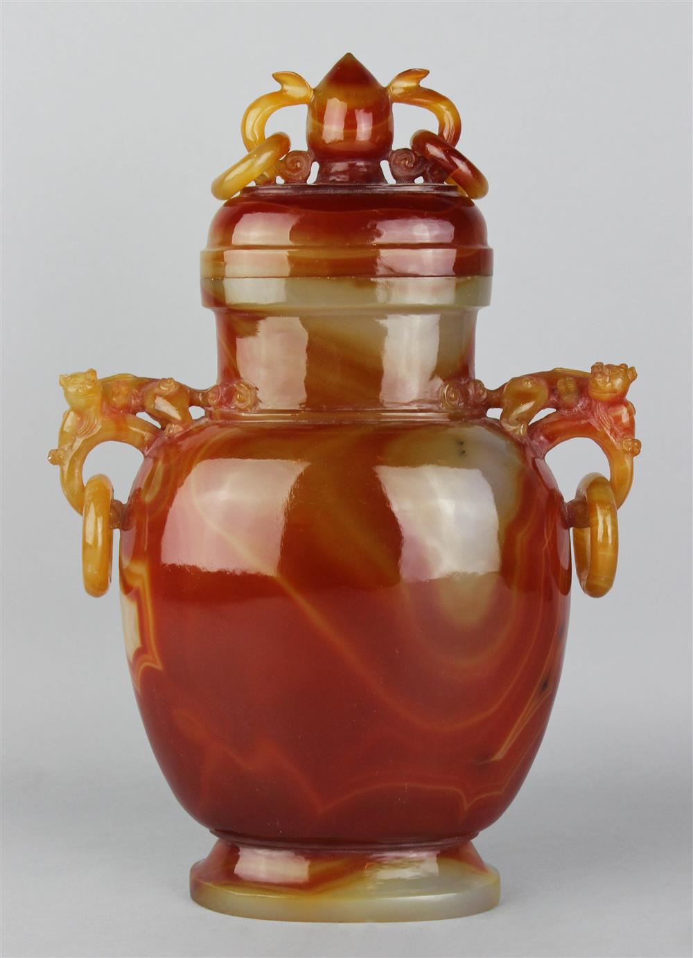 Appraisal: CHINESE LARGE CARNELIAN BALUSTER JAR AND COVER LATE TH EARLY