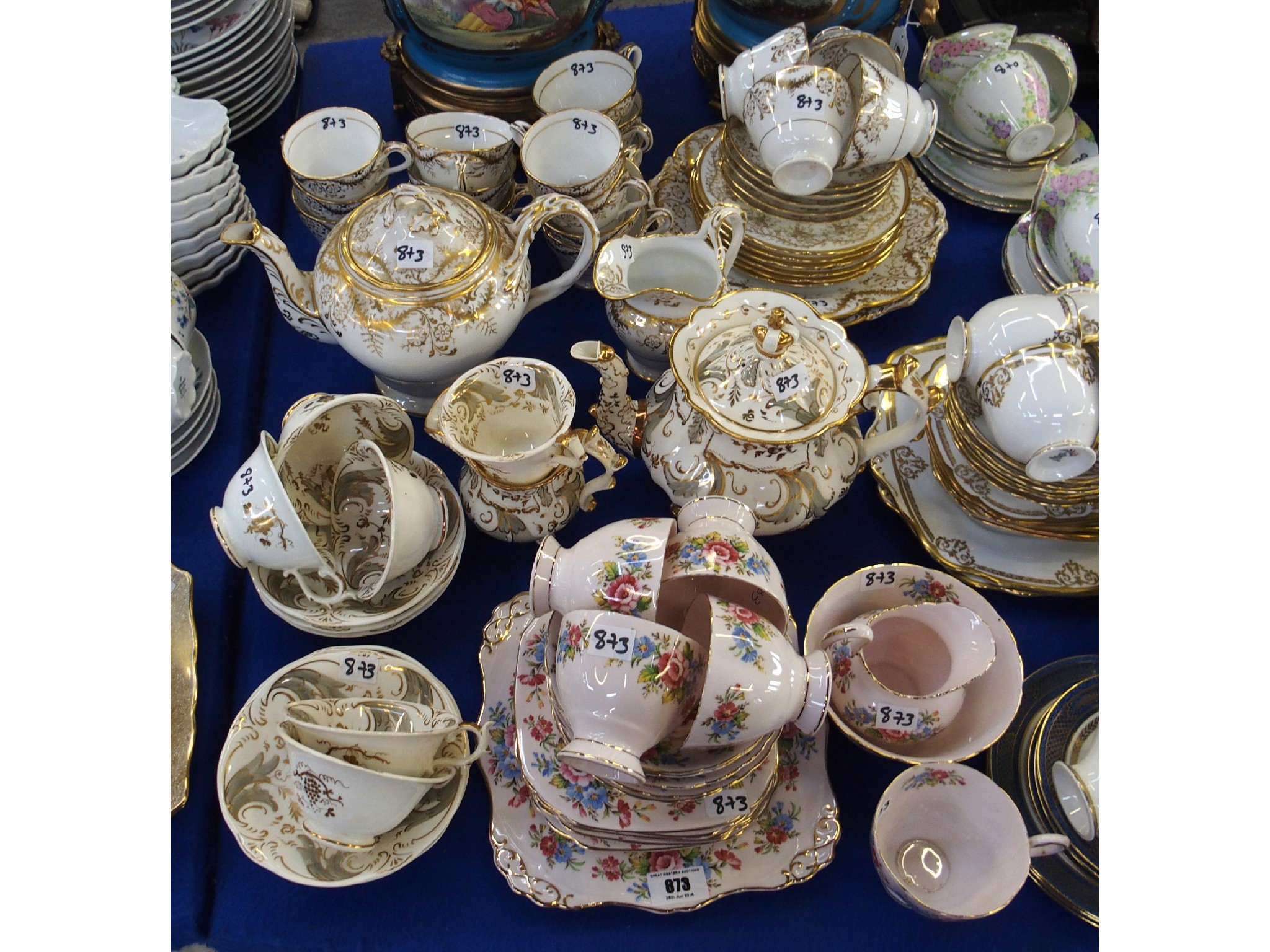 Appraisal: Two Victorian teasets and a Tuscan teaset with pink ground