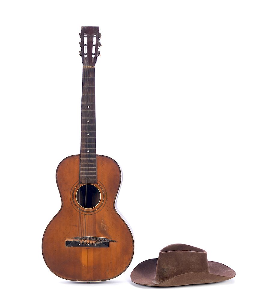 Appraisal: Vintage Guitar and Western Stetson Cowboy Hat All Musical Instruments