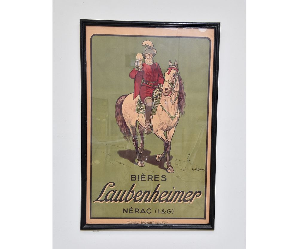 Appraisal: Poster - Bieres Laubenheimer Nerac Colorful poster titled 'Bieres Laubenheimer