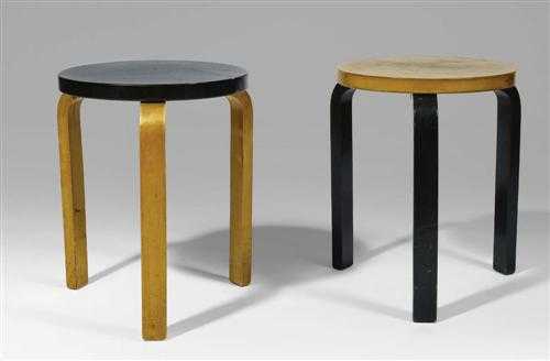 Appraisal: AALTO ALVAAR - PAIR OF STOOLS model designed for Artek