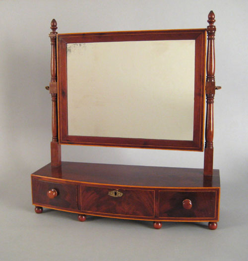 Appraisal: New England Federal inlaid mahogany dressing mirror ca on a