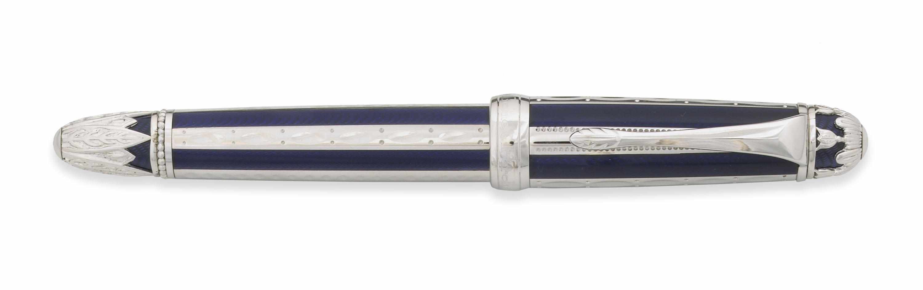 Appraisal: MICHEL PERCHIN Blue and Rhodium Limited Edition Fountain Pen Inspired