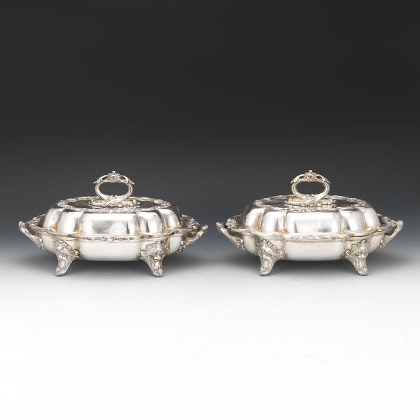 Appraisal: Pair of Silver Plated Vegetable Servers H x x Pair