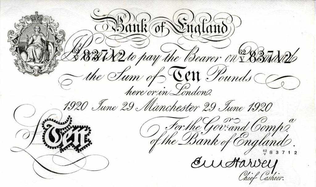 Appraisal: BANK OF ENGLAND E M HARVEY WHITE TEN POUNDS MANCHESTER