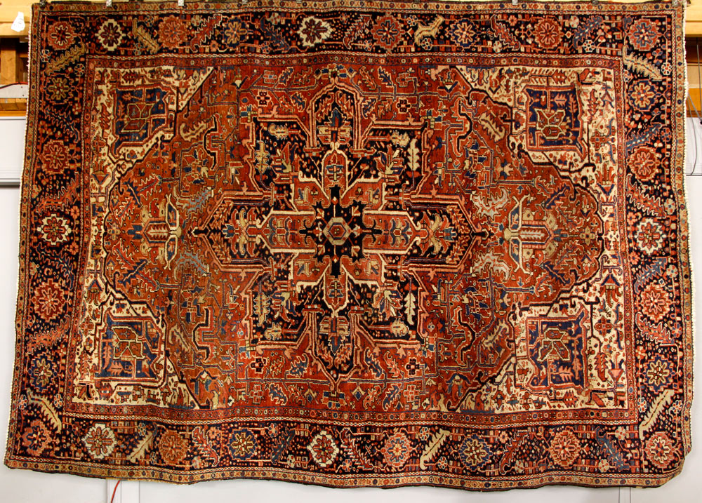 Appraisal: A - Antique Heriz Rug Antique heriz rug ' x