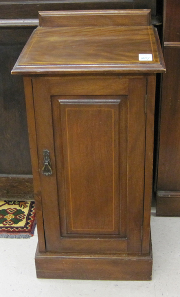 Appraisal: AN EDWARDIAN INLAID MAHOGANY CABINET NIGHTSTAND English early th century