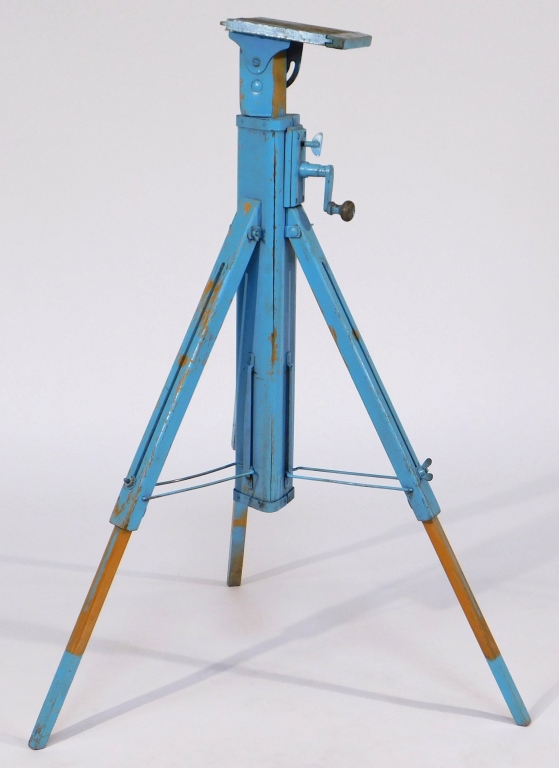 Appraisal: WOOD AND METAL CRANK TRIPOD Wood and metal crank tripod