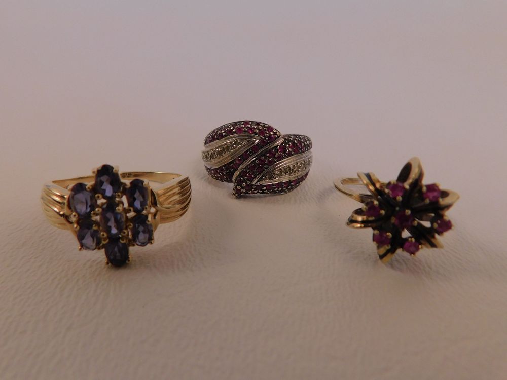 Appraisal: GOLD GEMSTONE RINGS Lot k gold ladies gemstone rings including