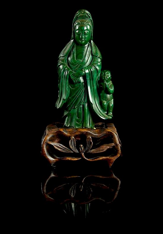 Appraisal: A Malachite Figural Group Height inches A Malachite Figural Group