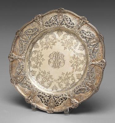 Appraisal: Dominick Haff sterling tray openwork border with floral and swag