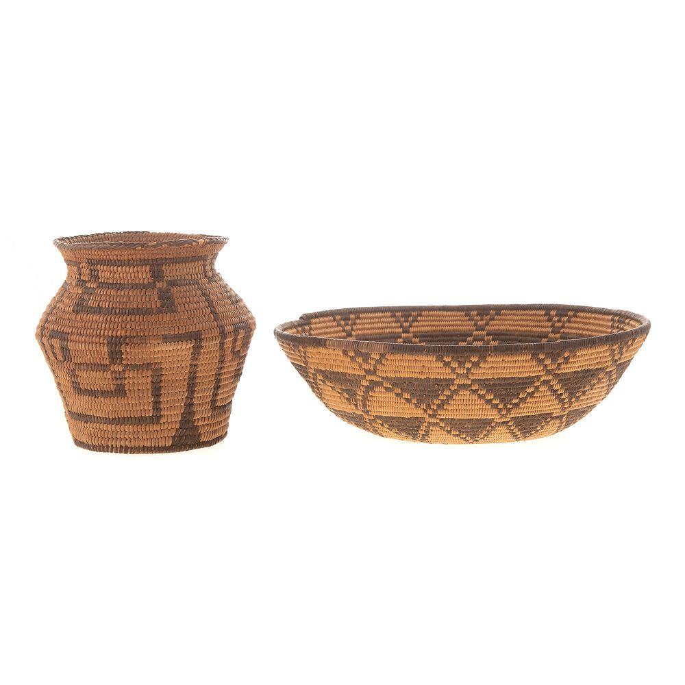 Appraisal: Two Southwest Indian Baskets circa s with stylized geometric pattern