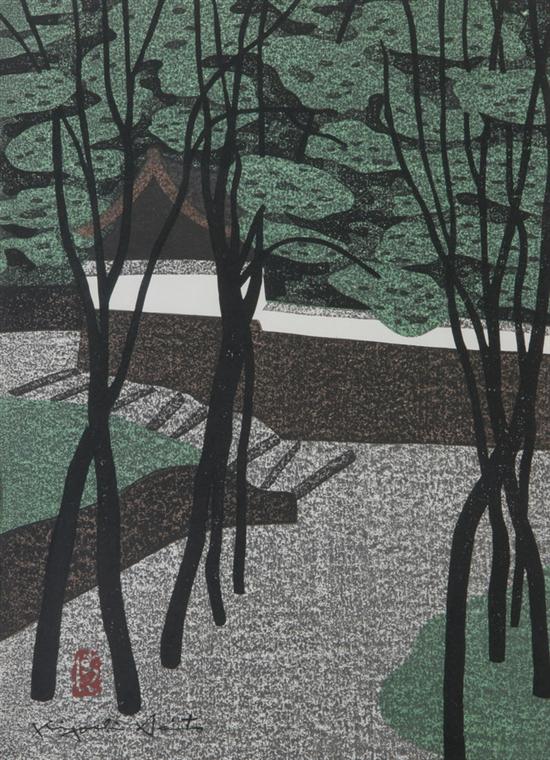 Appraisal: KIYOSHI SAITO Japanese - GARDEN SCENE Woodblock print in color