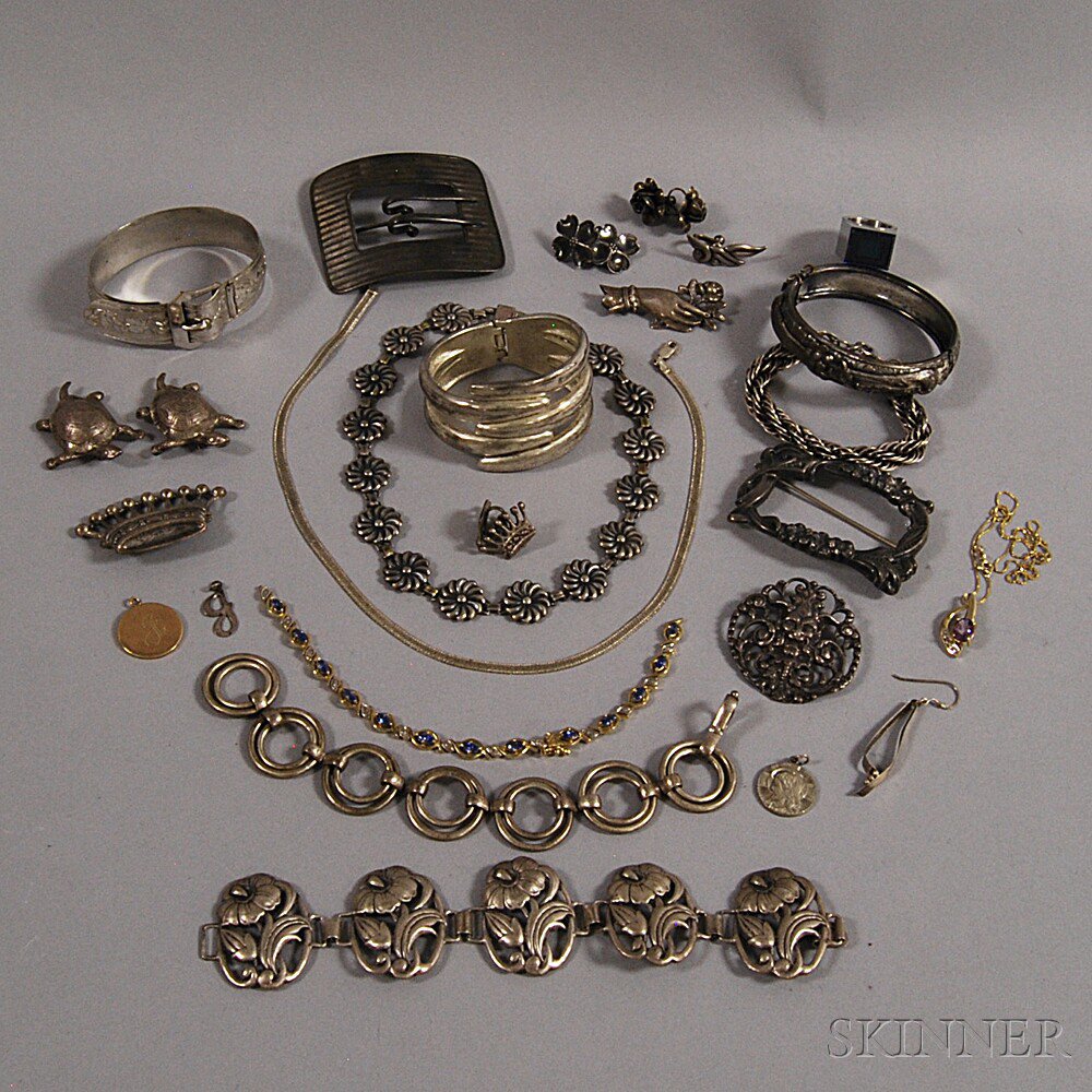 Appraisal: Small Group of Jewelry including a gold gem-set bracelet a