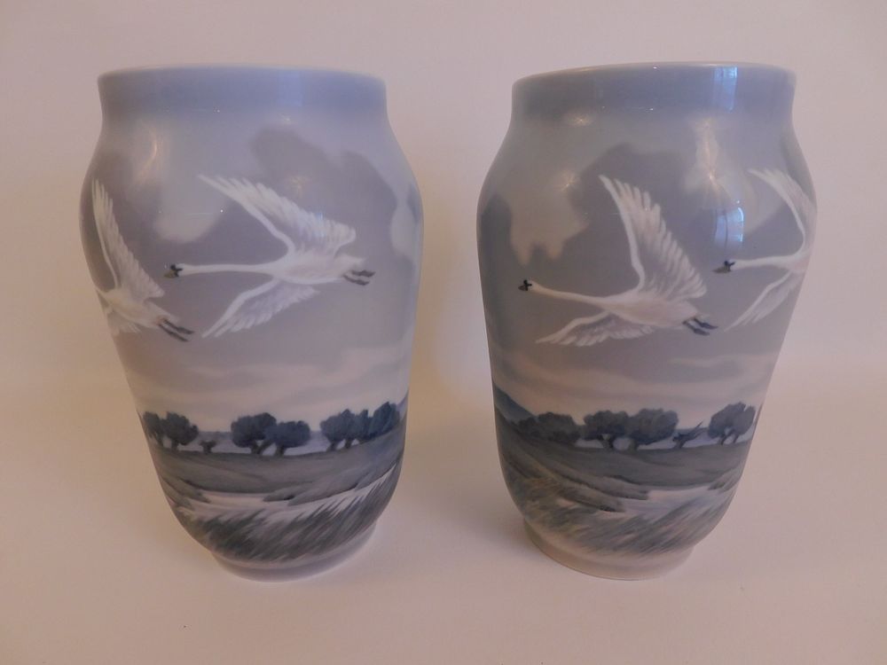 Appraisal: PAIR ROYAL COPENHAGEN VASES Pair of vintage Royal Copenhagen porcelain