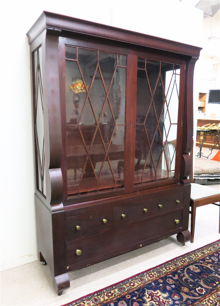 Appraisal: AN EMPIRE REVIVAL MAHOGANY CHINA CABINET American early th century