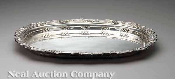 Appraisal: A Large Tiffany Sterling Silver Tray c shallow elliptical dish