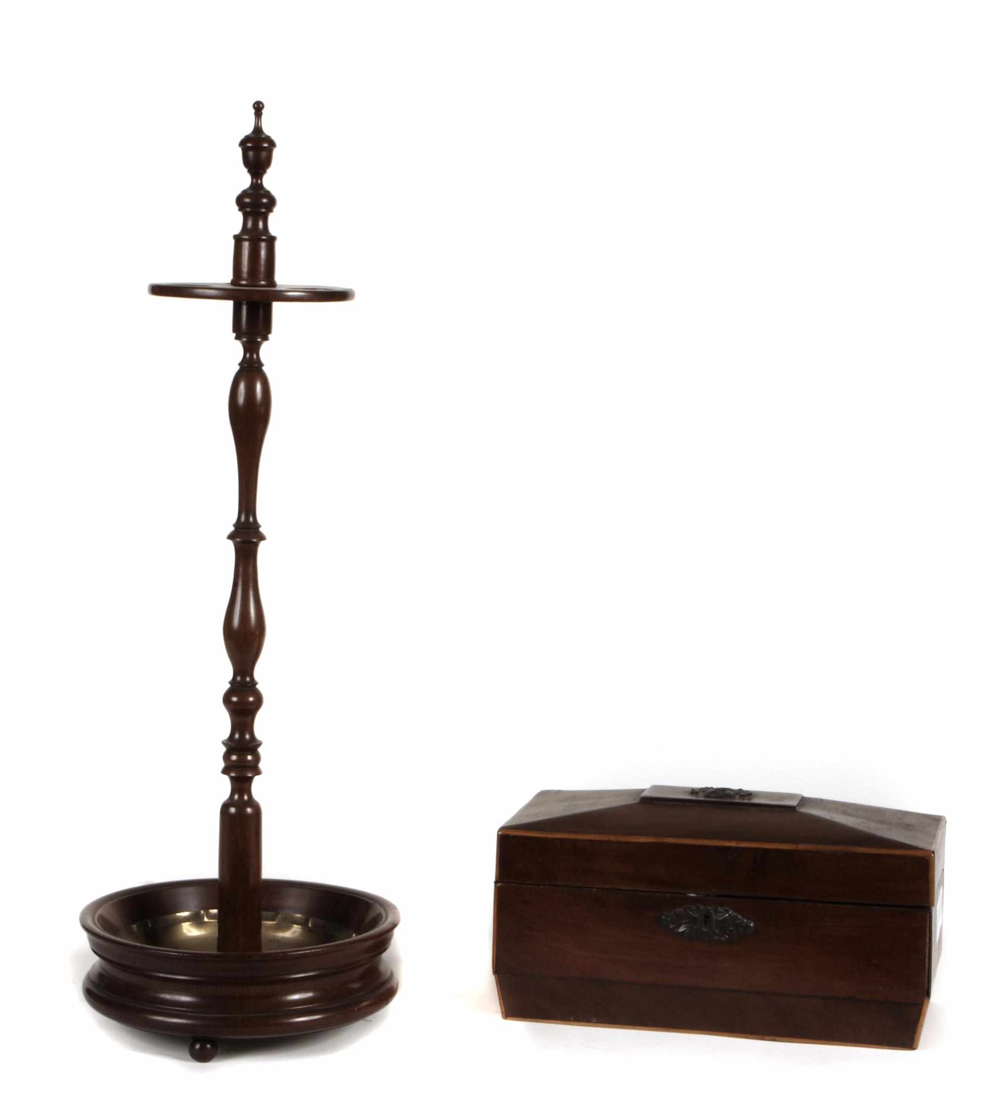 Appraisal: A George IV mahogany tea caddy together with an English