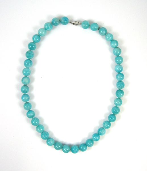 Appraisal: TEAL CHALCEDONY BEAD NECKLACE measuring inches in length and strung