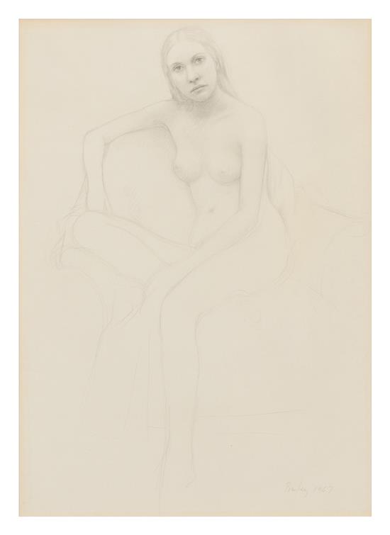 Appraisal: Sale Lot William H Bailey American Nude in Armchair pencil