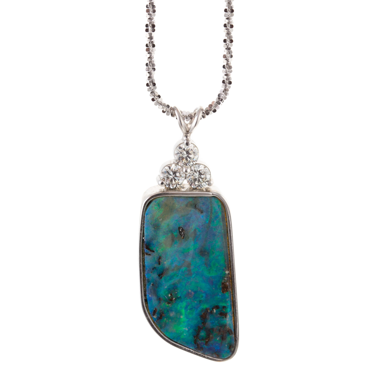 Appraisal: A CUSTOM-MADE K BOULDER OPAL DIAMOND PENDANT K white gold